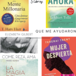 Imagen con cinco portadas de libros recomendados: "Los secretos de la mente millonaria", "El poder del ahora", "Come, reza, ama", "La magia del orden" y "Mujer despierta", con el título "5 libros que me ayudaron".